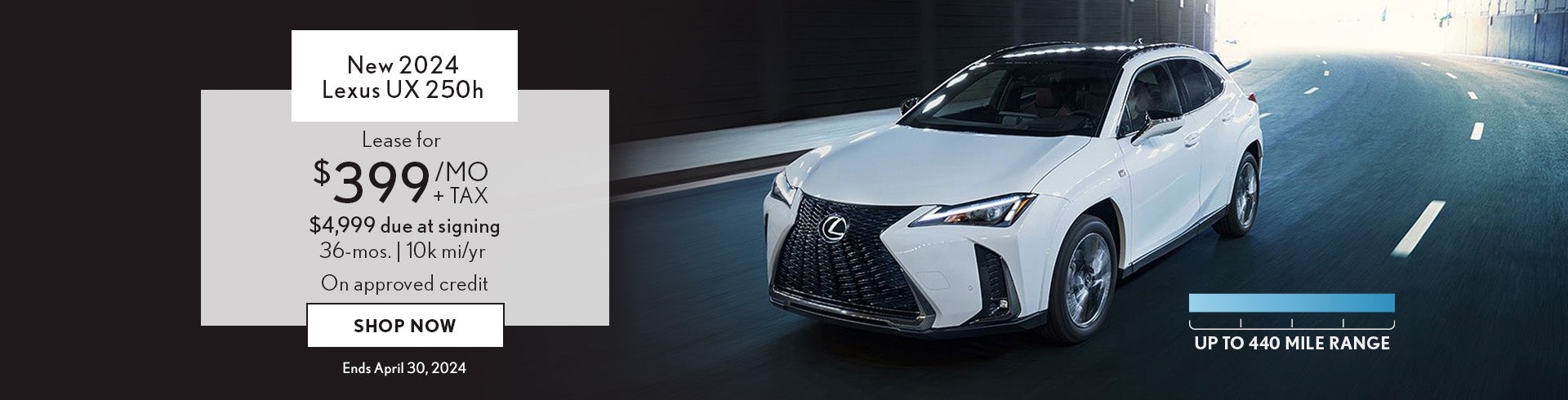 Lease a new 2024 Lexus UX 250h for $399/mo + tax