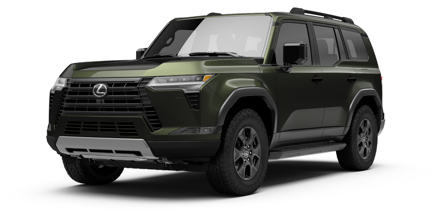 Exterior of the Lexus GX 550 Overtrail in Nori Green Pearl.