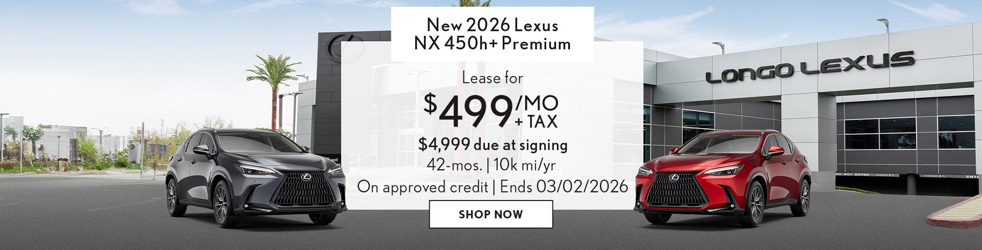 Lease a new 2026 NX 450h+ Premium for $499/mo + tax
