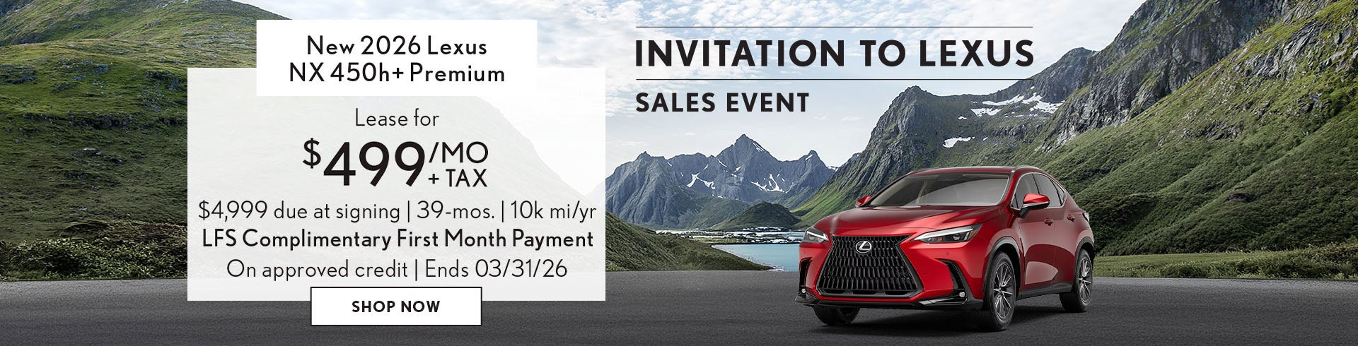 Lease a NX450h+ for $499/mo + tax