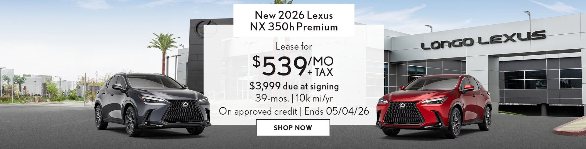 Lease a new 2026 Lexus NX 350h Premium for $539/mo + tax