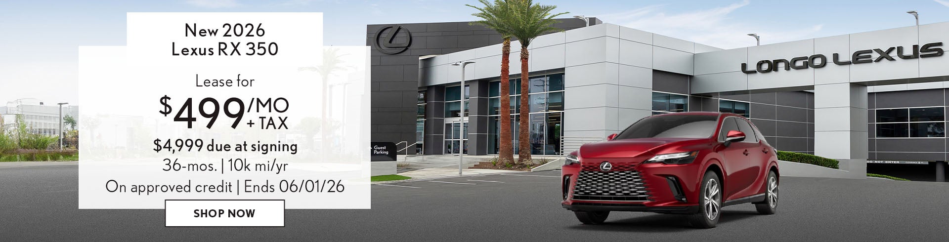 Lease a Lexus RX 350 for $499/mo + tax