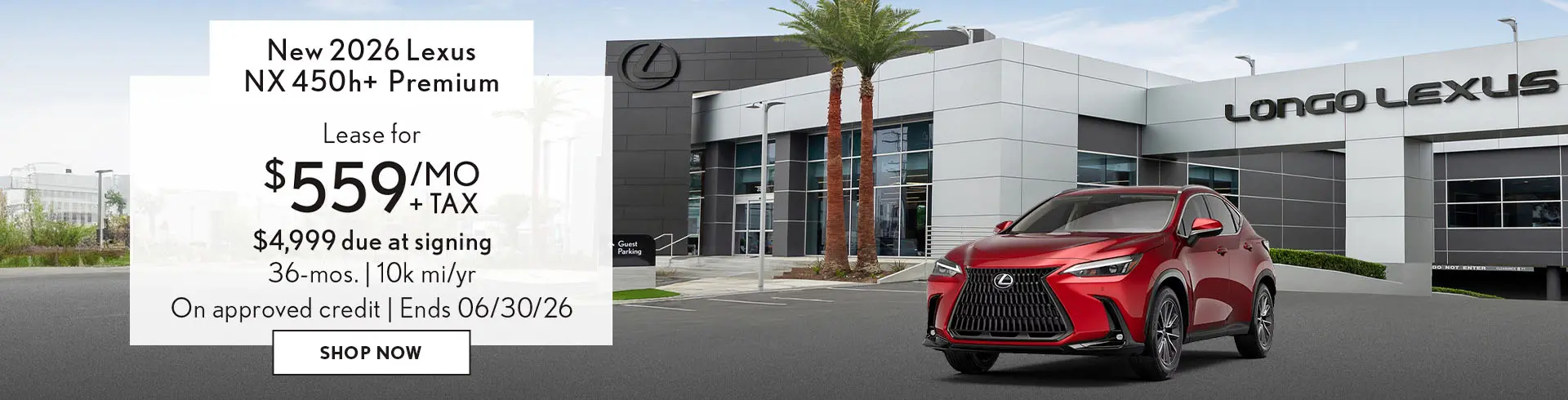 Lease a new 2026 Lexus NX 450+ Premium for $559/mo + tax