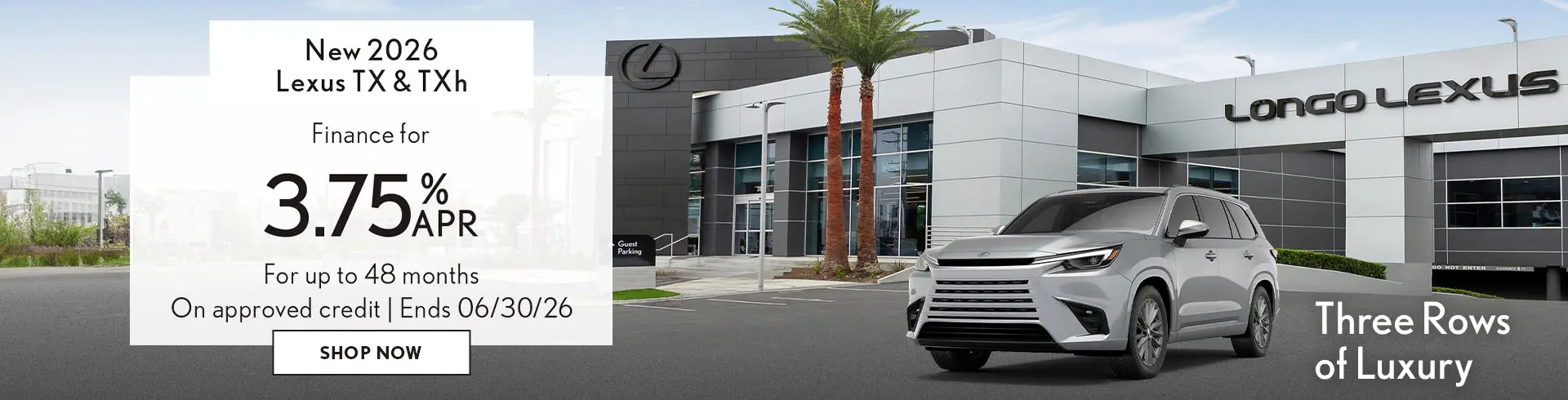 Finance a new 2026 Lexus TX or TXh for 3.75% for 48 months