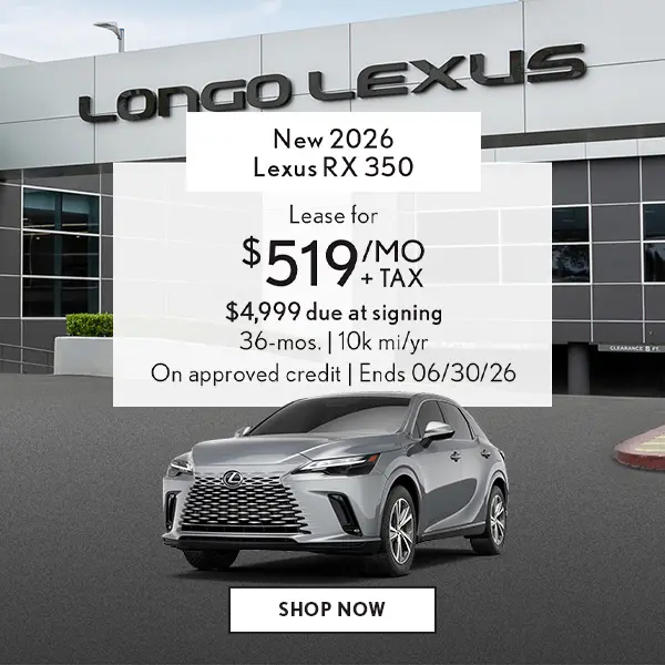 Lease a new 2026 Lexus RX 350 for $519/mo + tax
