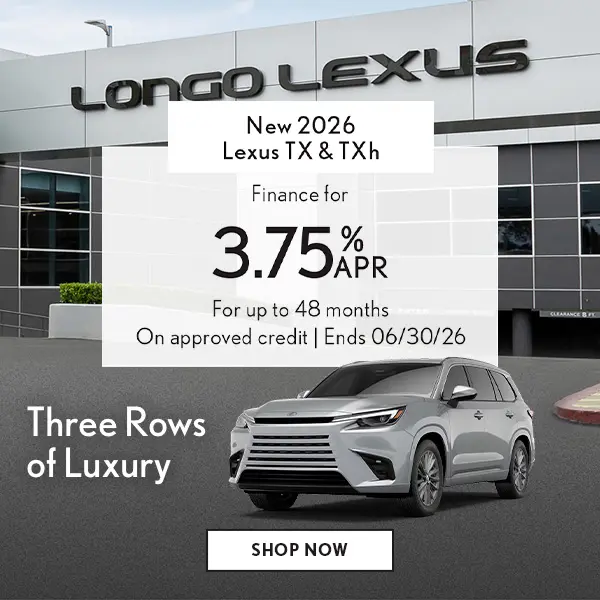 Finance a new 2026 Lexus TX or TXh for 3.75% for 48 months