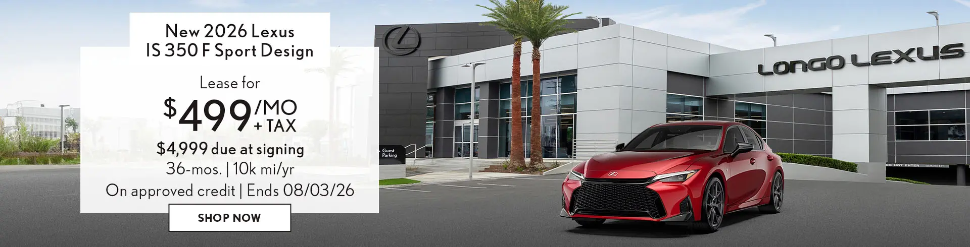 Lease a new 2026 IS 350 F Sport Design for $499/mo