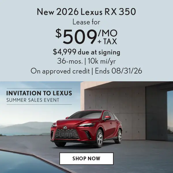 Lease a new 2026 RX 350 for $509/mo + tax