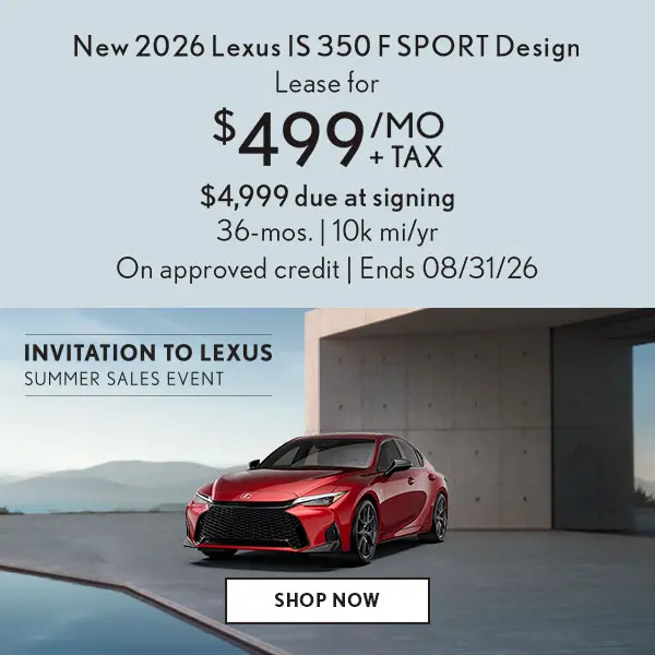 Lease a new 2026 IS 350 F SPORT Design $499/mo + tax