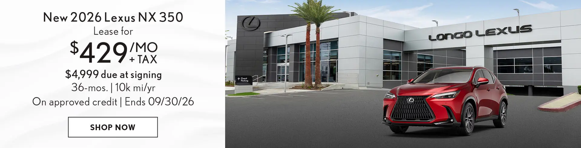 Lease a new NX 350 for $429/mo + tax